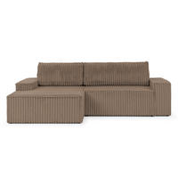 ECKSOFA Rivio mit Schlaffunktion und Bettkasten, Plüschcord Braun - Schwarz/Braun, Holz/Kunststoff (149/262cm) - S-Style