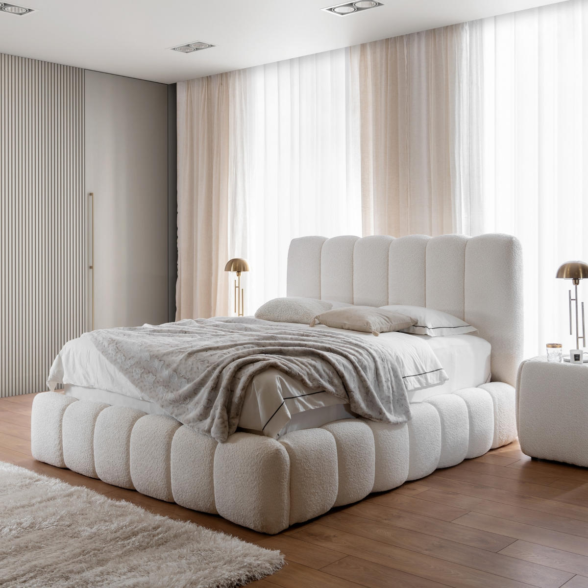 POLSTERBETT mit Stauraum 180x200 cm in Creme - Creme, Textil (180/200cm) - Home Collective