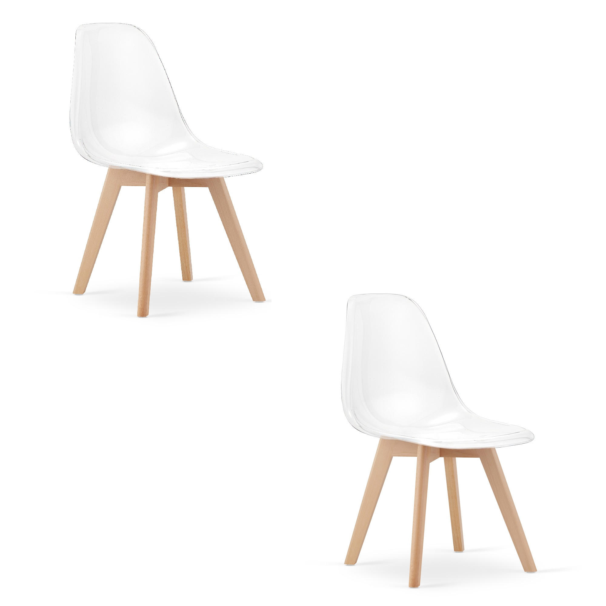 ESSZIMMERSTUHL 2-er Set KITO transparenter Sitz, natürliche Beine - Transparent/Naturfarben, Kunststoff (46/80/54.5cm) - Valora