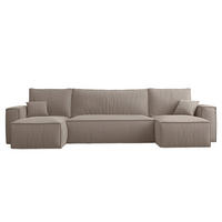 WOHNLANDSCHAFT Scarlo Beige Cordbezug - Beige/Schwarz, Kunststoff/Textil (244/83/145cm) - Selsey