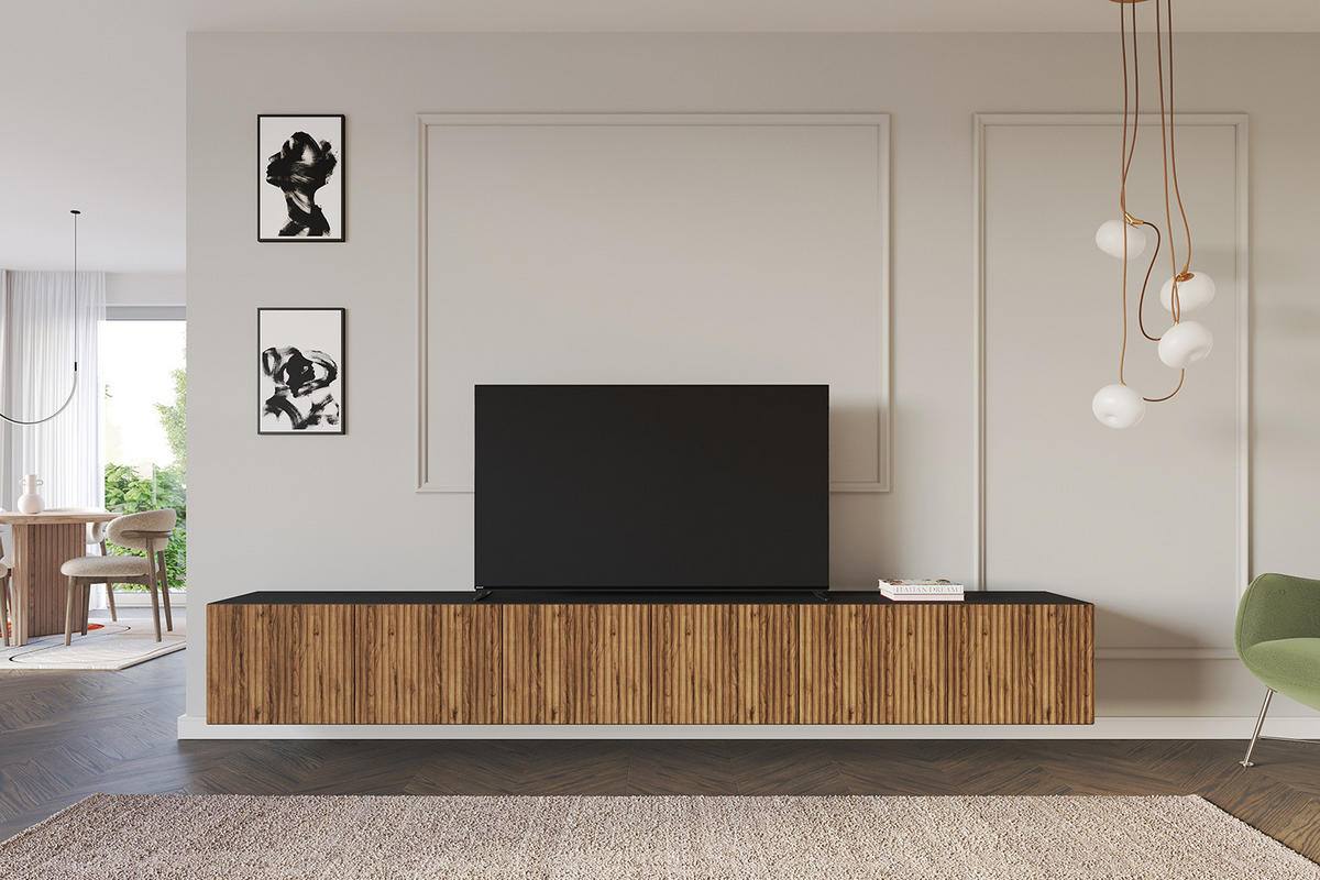 LOWBOARD NOA-2-W 3x100x40x41 cm - Schwarz / Katania - Eiche Wotan, Holzwerkstoff (300/40/41cm) - ALTDECOR