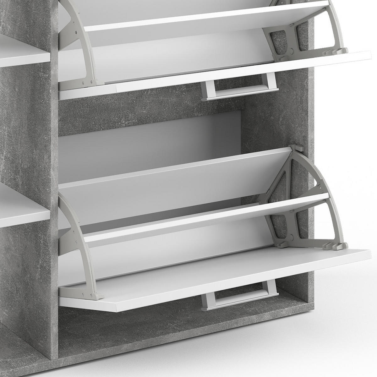 SCHUHKIPPER Orlando Beton 24.5 x 90 cm - Schieferfarben/Weiß, Holzwerkstoff (24.5/90/80cm) - Vicco
