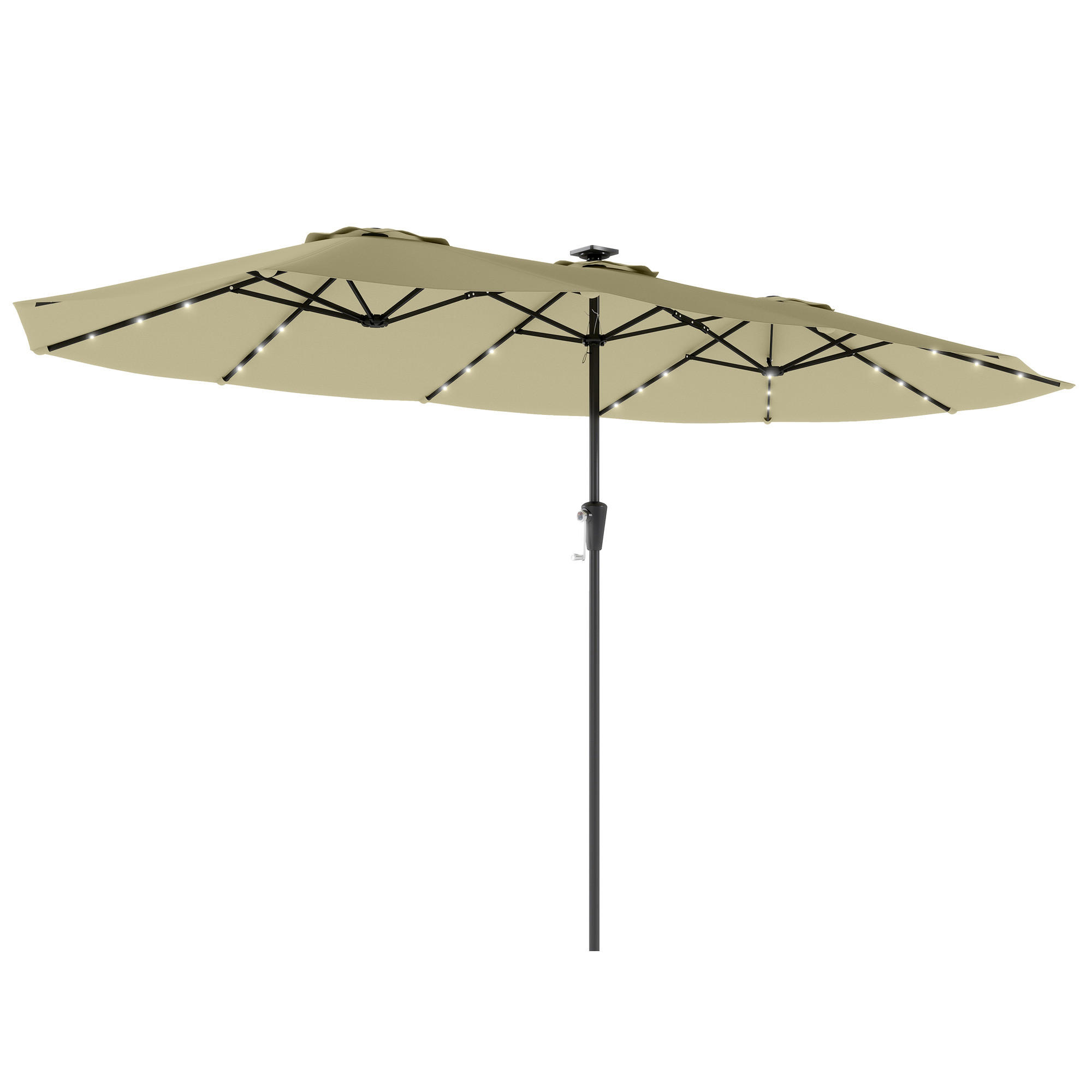 DOPPELSONNENSCHIRM Beige 395/215/238 cm mit LED-Beleuchtung - Beige, Metall (395/215cm) - PANGIVO
