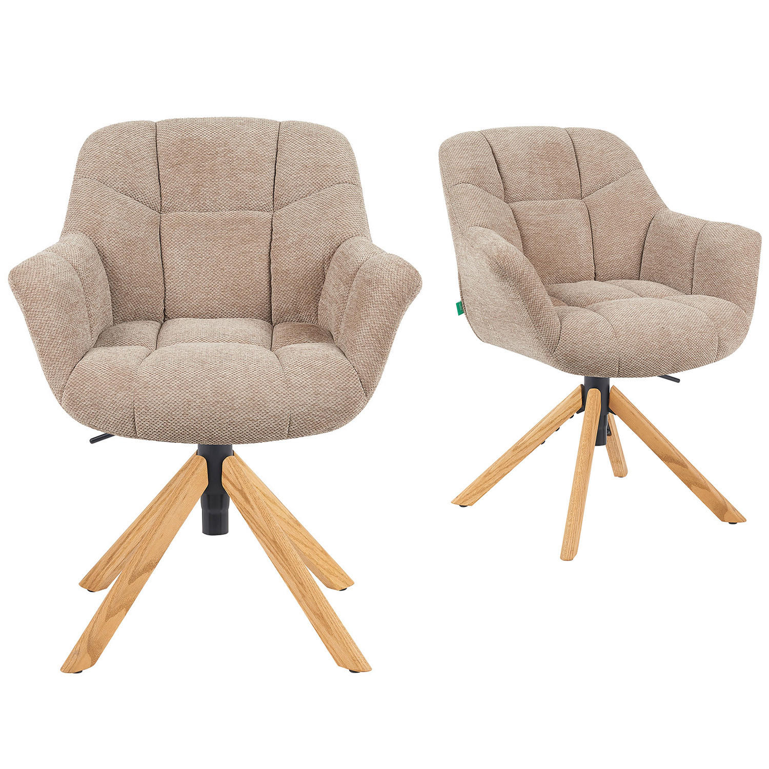 BÜROSTUHL Mika-Iven - Honigeiche/Beige, Eichenholz/Holz (65/82/66cm) - DUBI Möbel