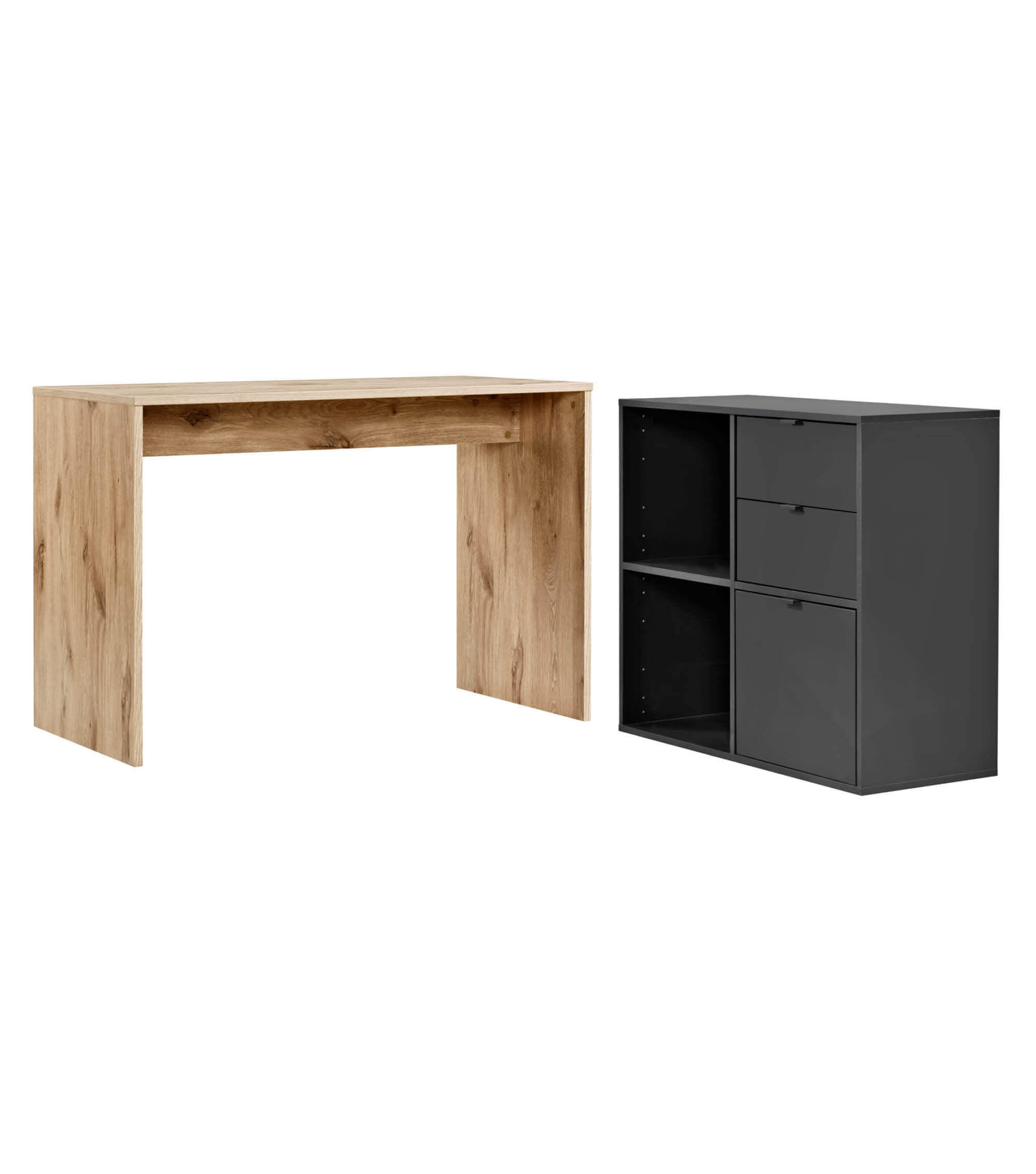 SCHREIBTISCH Der Produktive - Eichefarben/Schwarz, Holzwerkstoff (54/112/77cm) - Mokebo