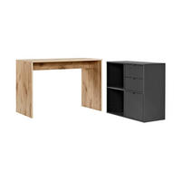 SCHREIBTISCH Der Produktive - Eichefarben/Schwarz, Holzwerkstoff (54/112/77cm) - Mokebo