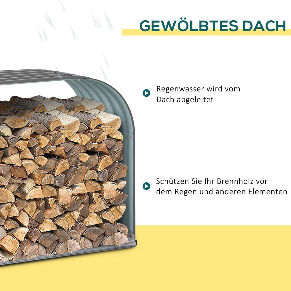 KAMINHOLZSTÄNDER, Holzlager, Kaminholzunterstand, 0,85 m³, Stahl, Grau - Grau, Metall (46/112/212cm) - Outsunny