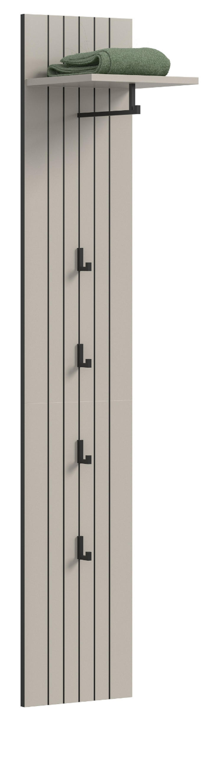 GARDEROBENPANEEL Kaschmir 31 x 160 cm, Flurgarderobe mit Kleiderstange - Kaschmir, Holzwerkstoff/Metall (31/160/27cm) - Inn.Furn