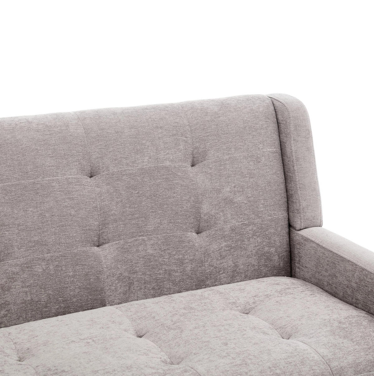 SITZBANK 2-Sitzer Leinenoptik Polster mit Knopfsteppung, Massivholzbeinen 119/75/88 cm Hellgrau - Hellblau, Textil (75/88/119cm) - Redom