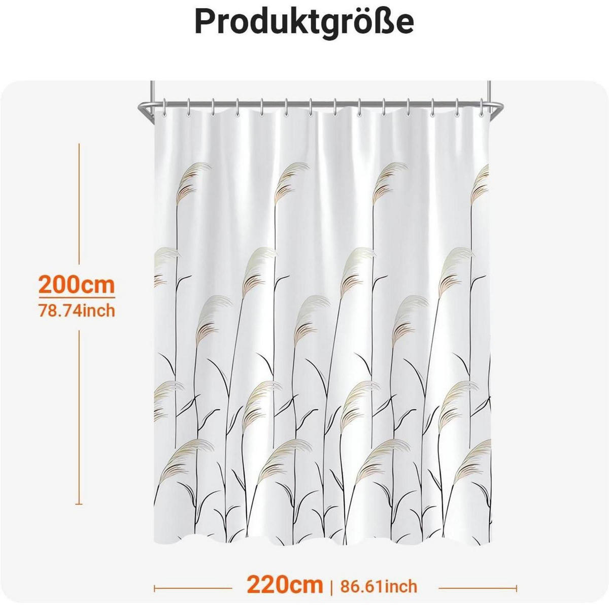DUSCHVORHANG Weizenohr 220 x 200 cm - Multicolor, Textil (220/200cm)