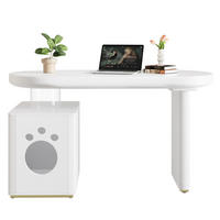 SCHREIBTISCH mit Haustierbett 117/50/76 cm weiß MDF, abgerundete Kurven - Weiß, Holzwerkstoff (117/50/76cm) - OKWISH