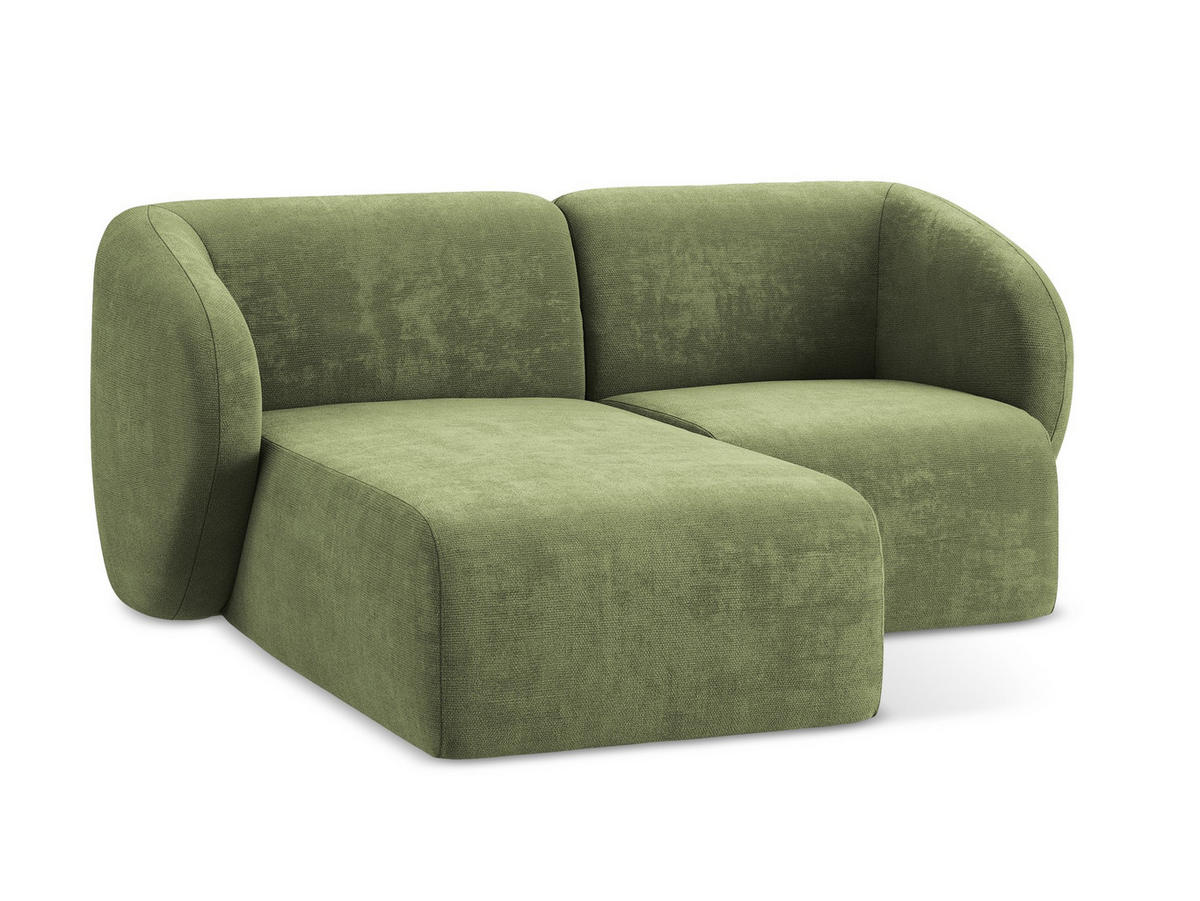 ECKSOFA Links Chenille Stoff Grün - Schwarz/Grün, Holzwerkstoff/Kunststoff (178/166cm) - Makamii