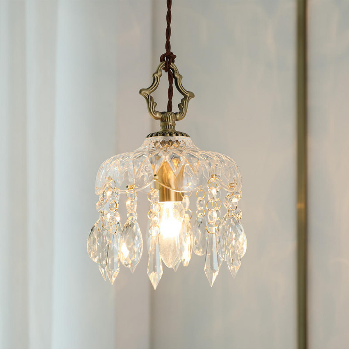 PENDELLEUCHTEN,MESSING + Glas, 220 V, 9 W, E27, 20 cm Durchmesser - Transparent, Glas (20/20/27cm) - Weltevree