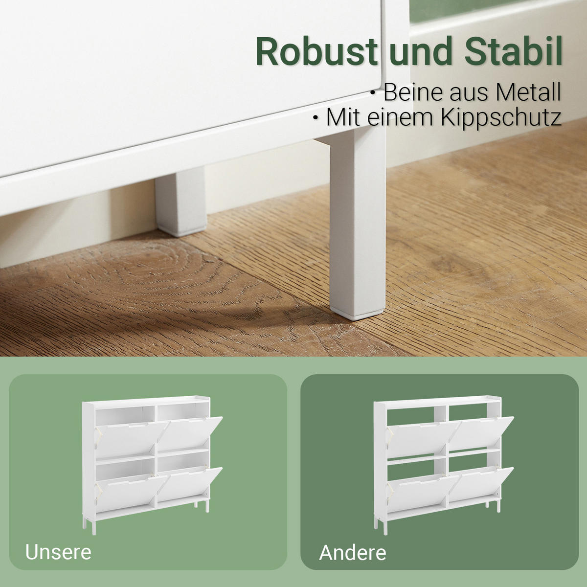 SCHUHSCHRANK Weiß - Weiß, Holzwerkstoff/Metall (100/91/19cm) - SoBuy