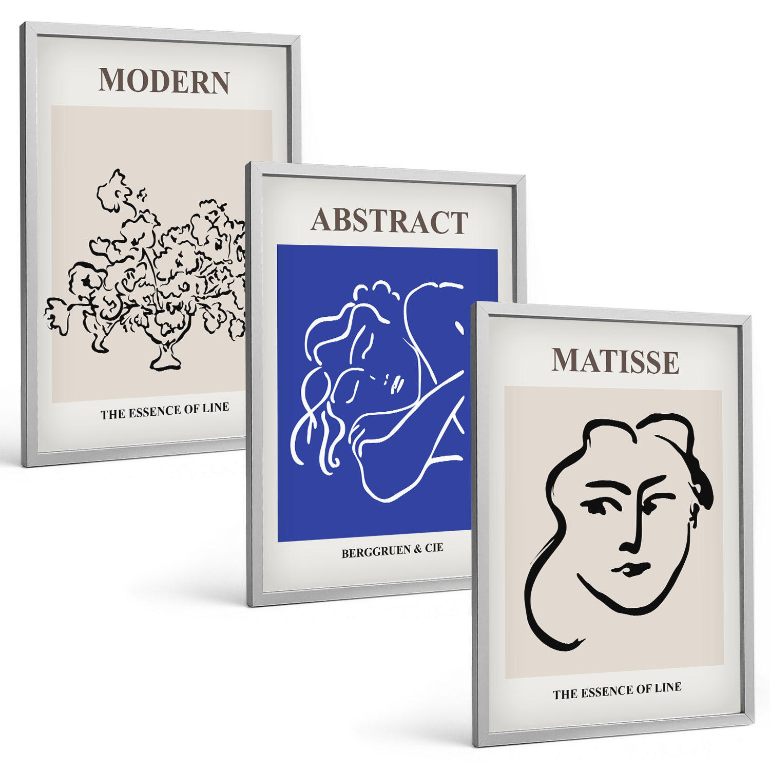 BILDER SET 3er Set - 40x60 cm Silberner Rahmen - Matisses moderne Plakate - Silberfarben, Kunststoff (40/60cm) - TULUP