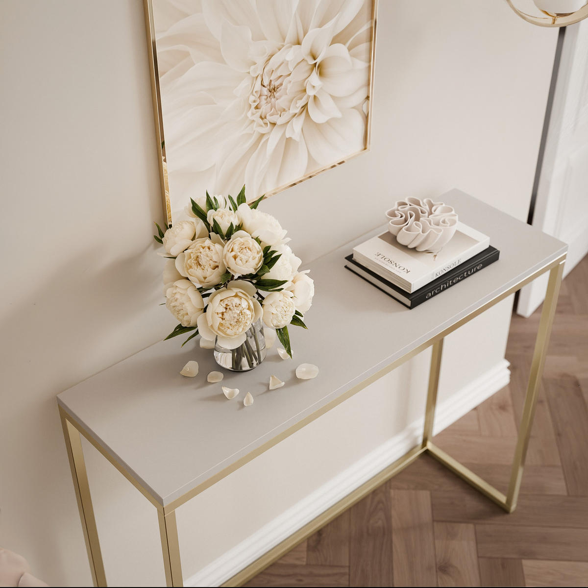 KONSOLENTISCH LORA 100/30/80 cm Gold / Kaschmir - Kaschmir/Goldfarben, Metall (30/100/80cm) - Idohome