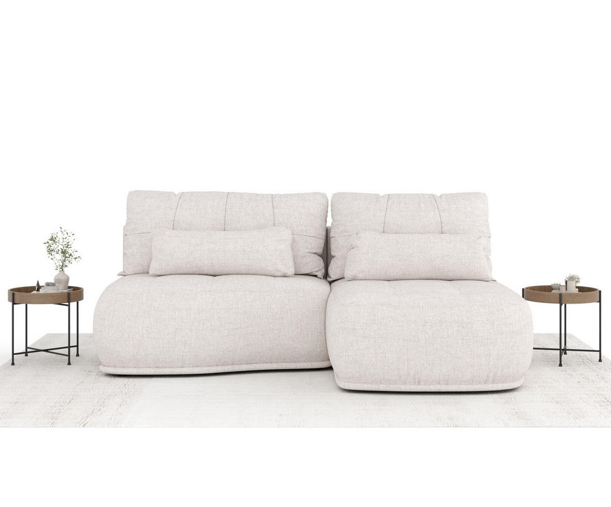 ECKSOFA MIT SCHLAFFUNKTION Batu Beige Webstoff - Beige/Schwarz, Holz/Holzwerkstoff (223/158cm) - Maison de Reve