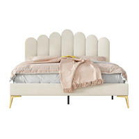 POLSTERBETT 140x200 Beige Samt Kopfteil - Beige, Textil (140/200cm) - FLIEKS