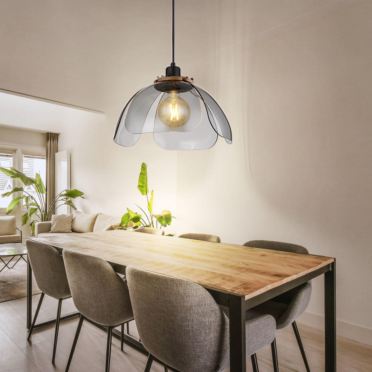 LED HÄNGELEUCHTE Metall Schwarz - Schwarz, Glas (34/34/120cm) - Globo Lighting