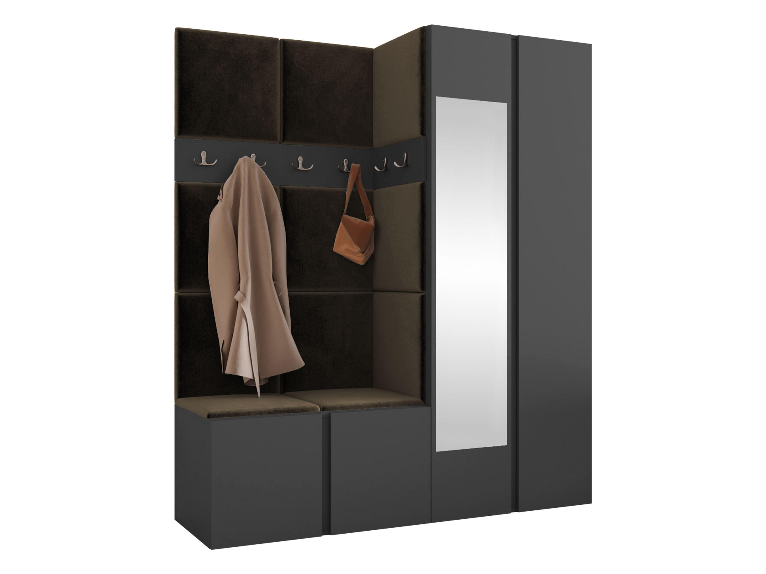MOBILIER PENTRU HOL Orion XII - maro/grafit, material plastic/compozit lemnos (158/186/46cm) - MIRJAN24