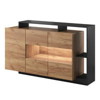 SIDEBOARD ALVDAL KOM1 ABS-Kante Eiche Anthrazit - Anthrazit, Glas/Holzwerkstoff (155/94/44cm) - Komodee