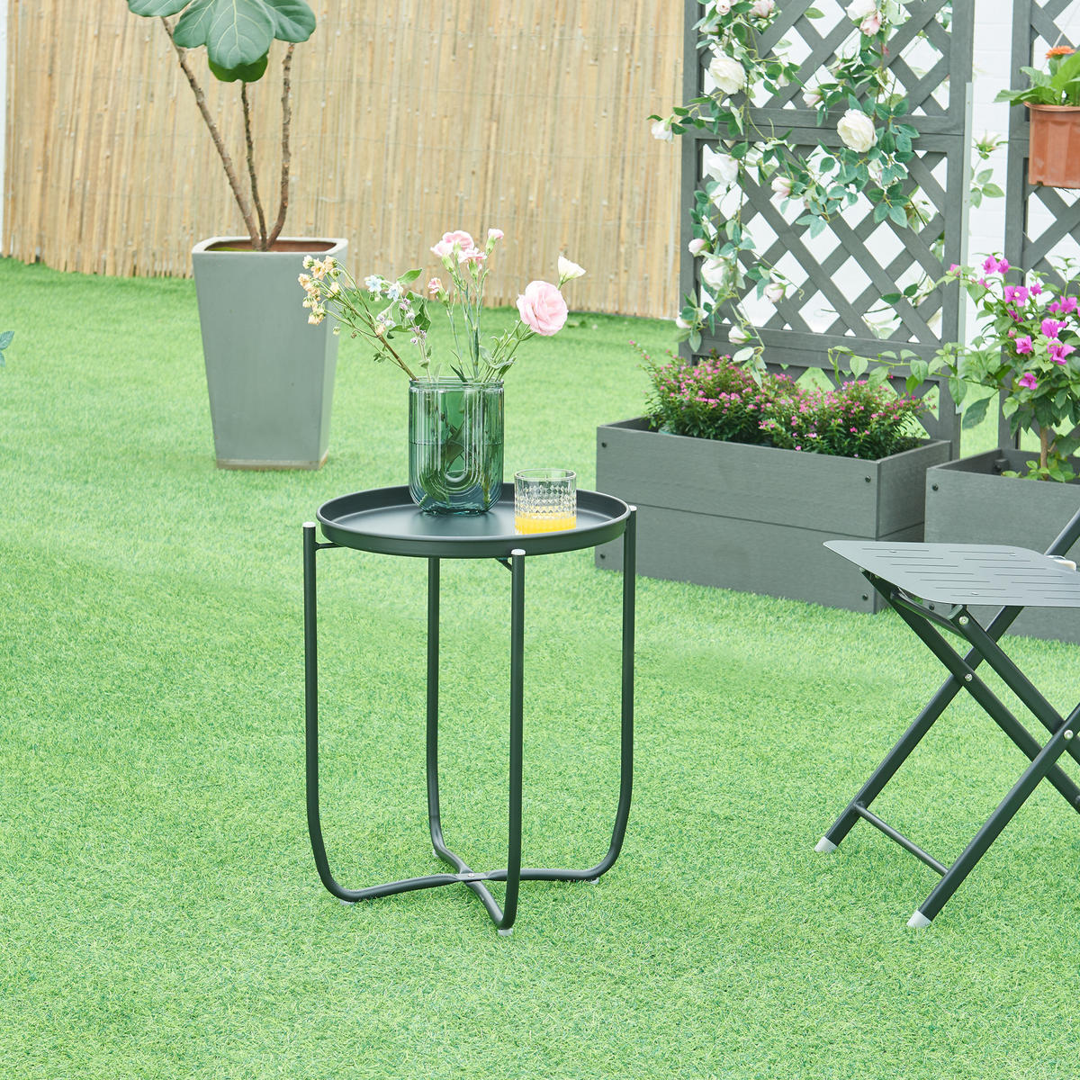 TABLETTTISCH Sandefjord - Schwarz, Metall (40/40/53cm) - [en.casa]