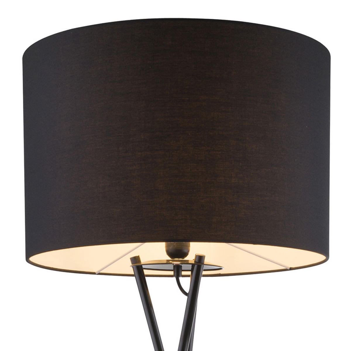 LED STEHLEUCHTE Metall Schwarz Textilschirm - Schwarz, Metall (54/54/160cm) - Globo Lighting