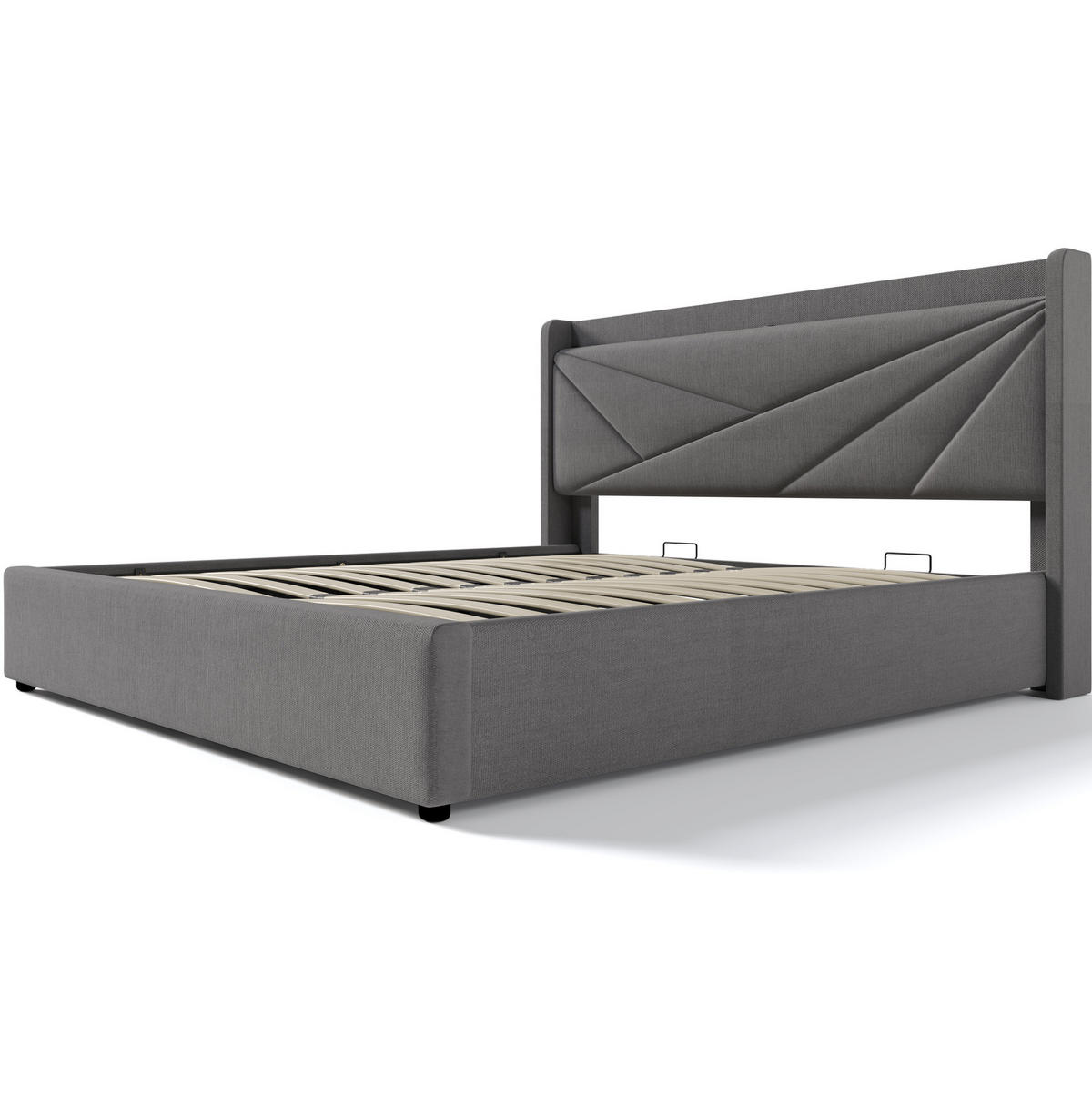 ČALÚNENÁ posteľ 180/200 cm s USB a USB-C nabíjaním, úložným priestorom a lamelovým roštom, Sivá - sivá, textil (180/200cm) - Redom