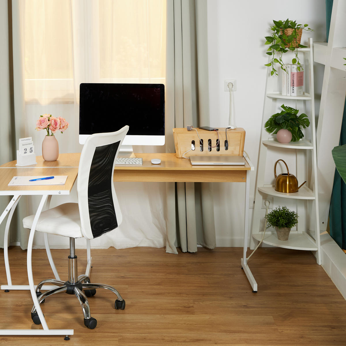 KABELBOX - Hellbraun, Holz/Textil (16/44/16.5cm) - Relaxdays