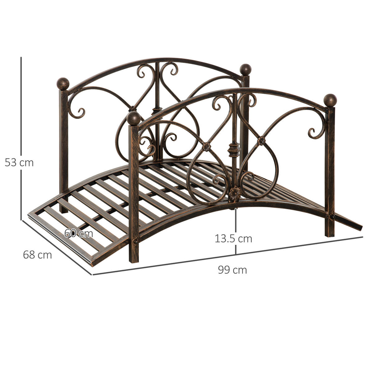 GARTENBRÜCKE,METALL Vintage floral,schwarz - Braun, Metall (99/68/53cm) - Vallsero