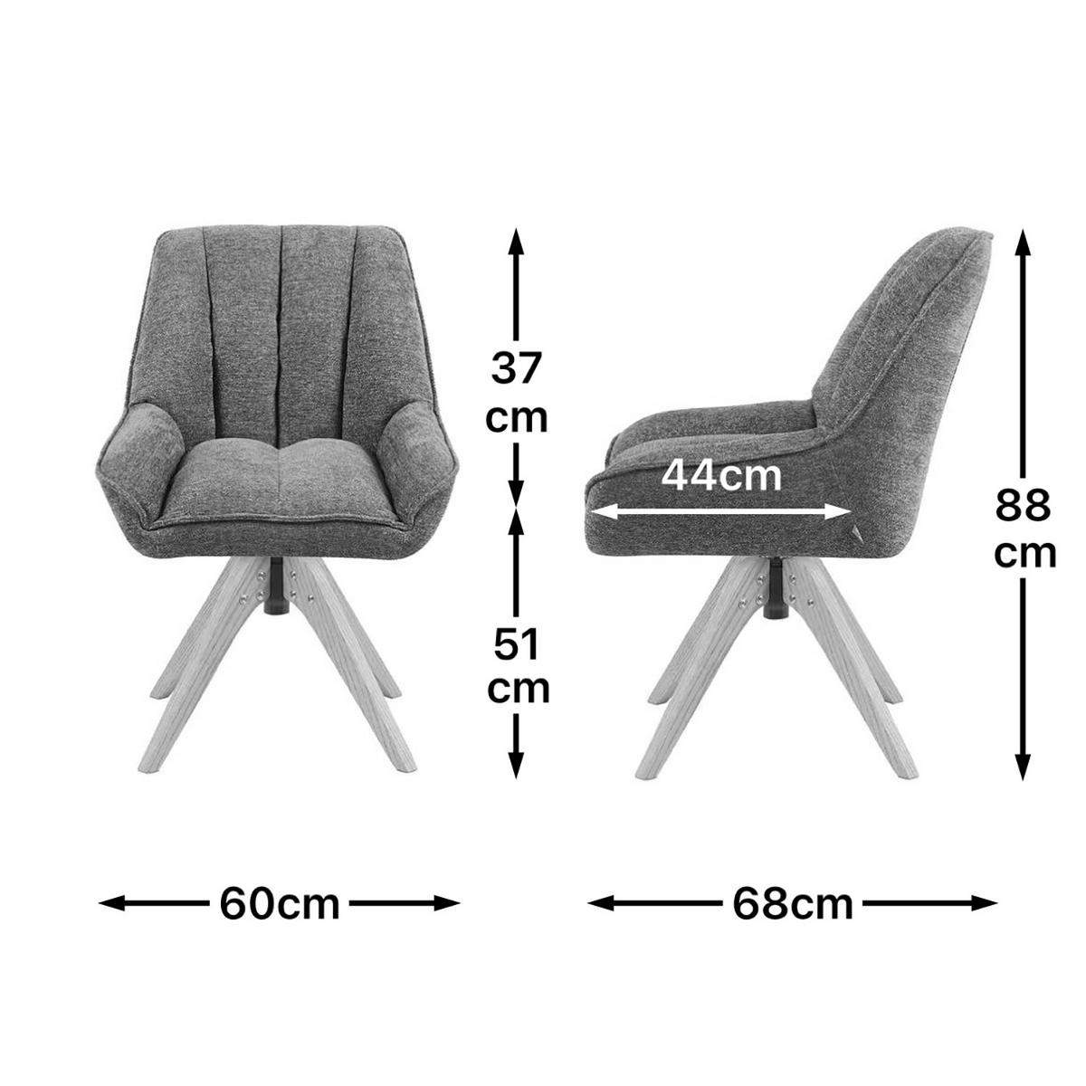 DREHSTUHL Mika-Lio - Honigeiche/Creme, Eichenholz/Holz (60/88/68cm) - DUBI Möbel