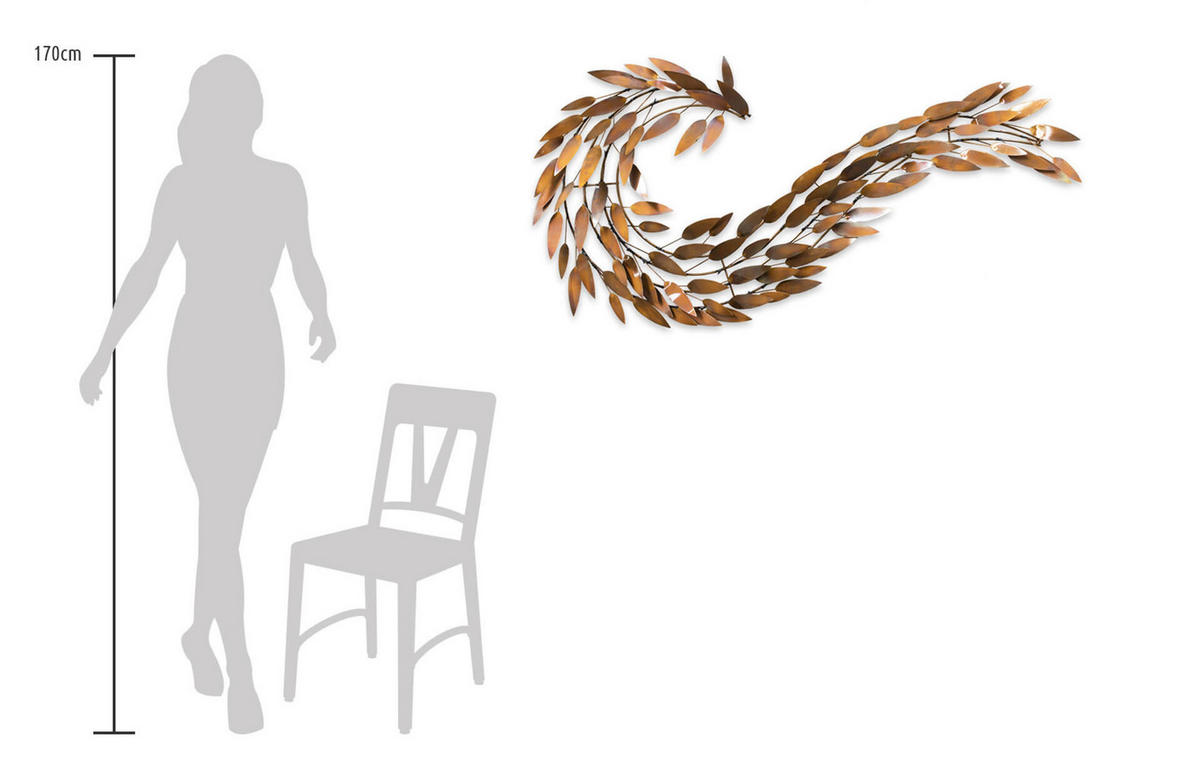 WANDDEKO Kupfer 130/63 cm - Kupferfarben, Metall (5.05/63/8cm) - KUNSTLOFT