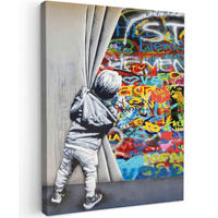 LEINWANDBILD Graffiti - Junge - Ilussie - Straßenkunst 30x40 cm - Hellgrau, Textil (30/40cm) - MuchoWow