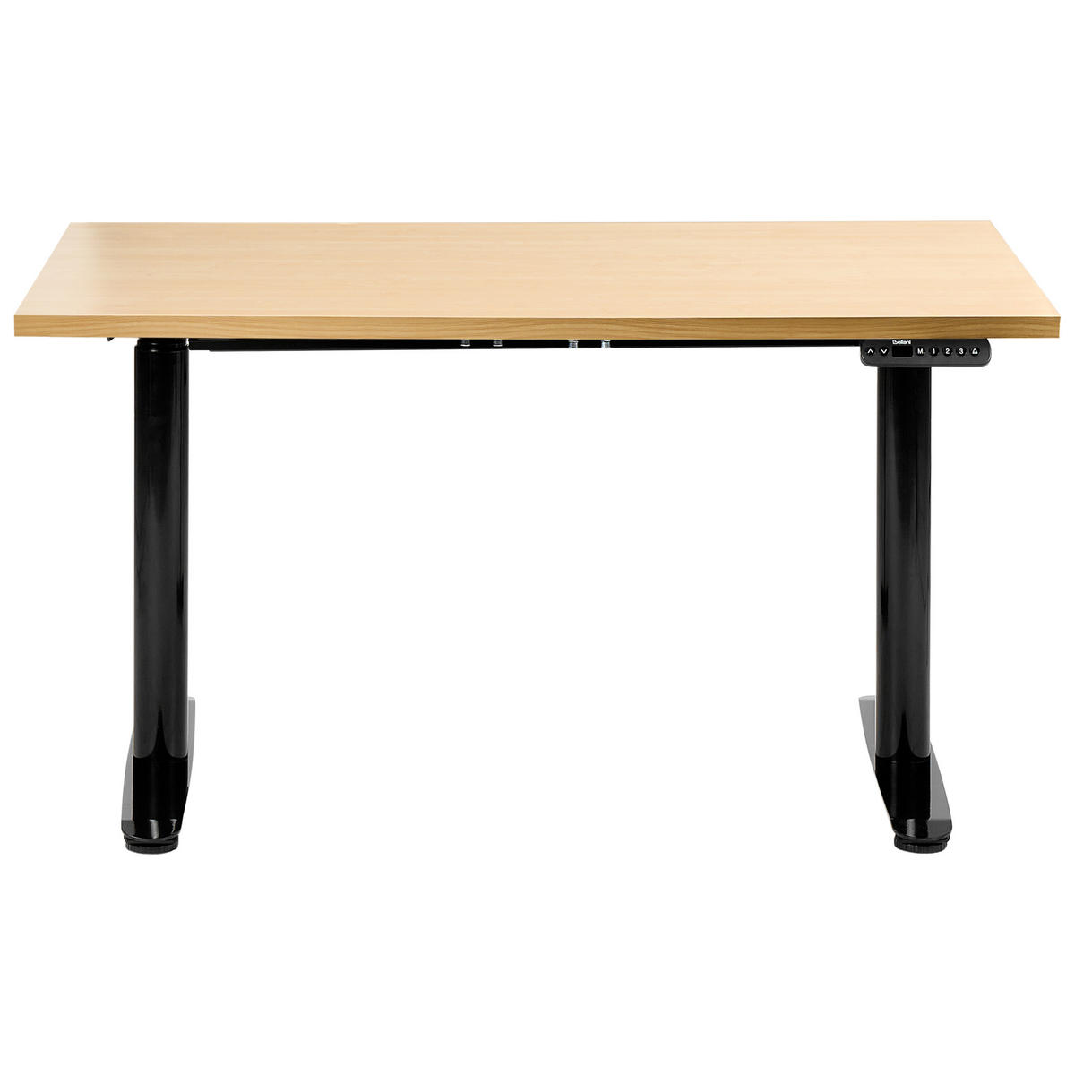 SCHREIBTISCH elektrisch höhenverstellbar 120/72 cm Schwarz/Hellbraun Destinas - Hellbraun/Schwarz, Holzwerkstoff/Metall (72/120/67cm) - Beliani