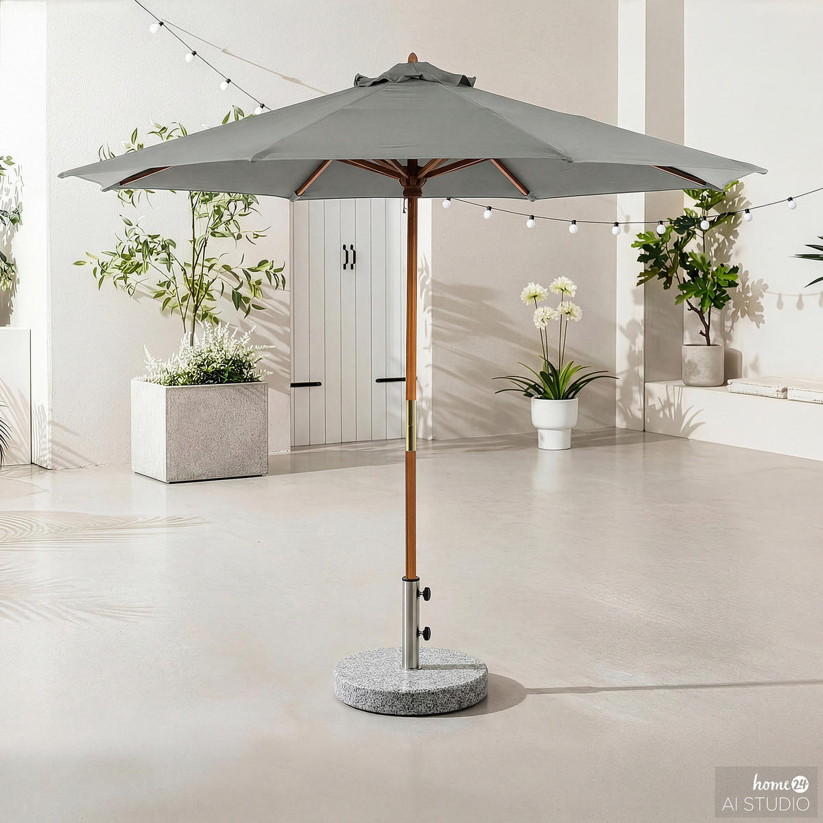 SONNENSCHIRM - Grau - Grau, Holz/Textil (270/270cm) - home24