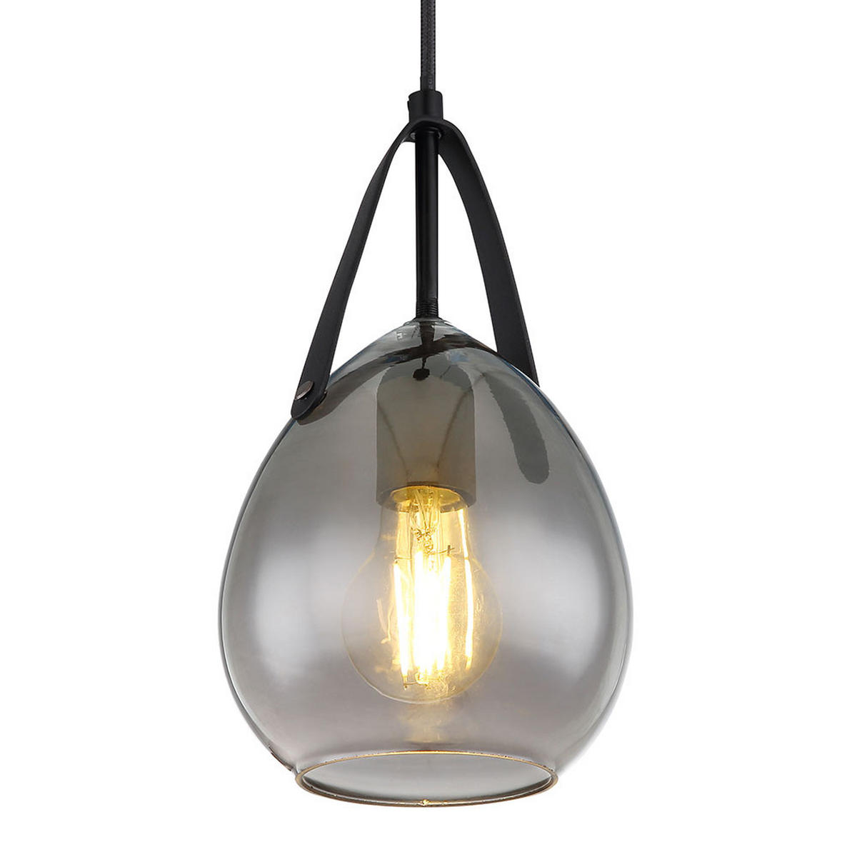 HÄNGELEUCHTE Metall Schwarz rauch - Schwarz, Glas (15/15/120cm) - Globo Lighting