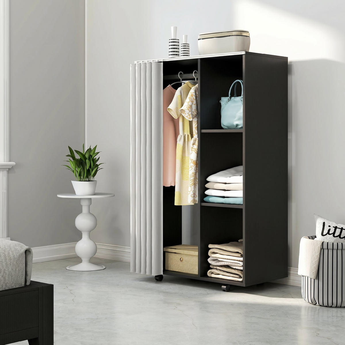 KLEIDERSCHRANK Schwarz 1 Stück - Schwarz, Holzwerkstoff (40/128/80cm) - GiPP