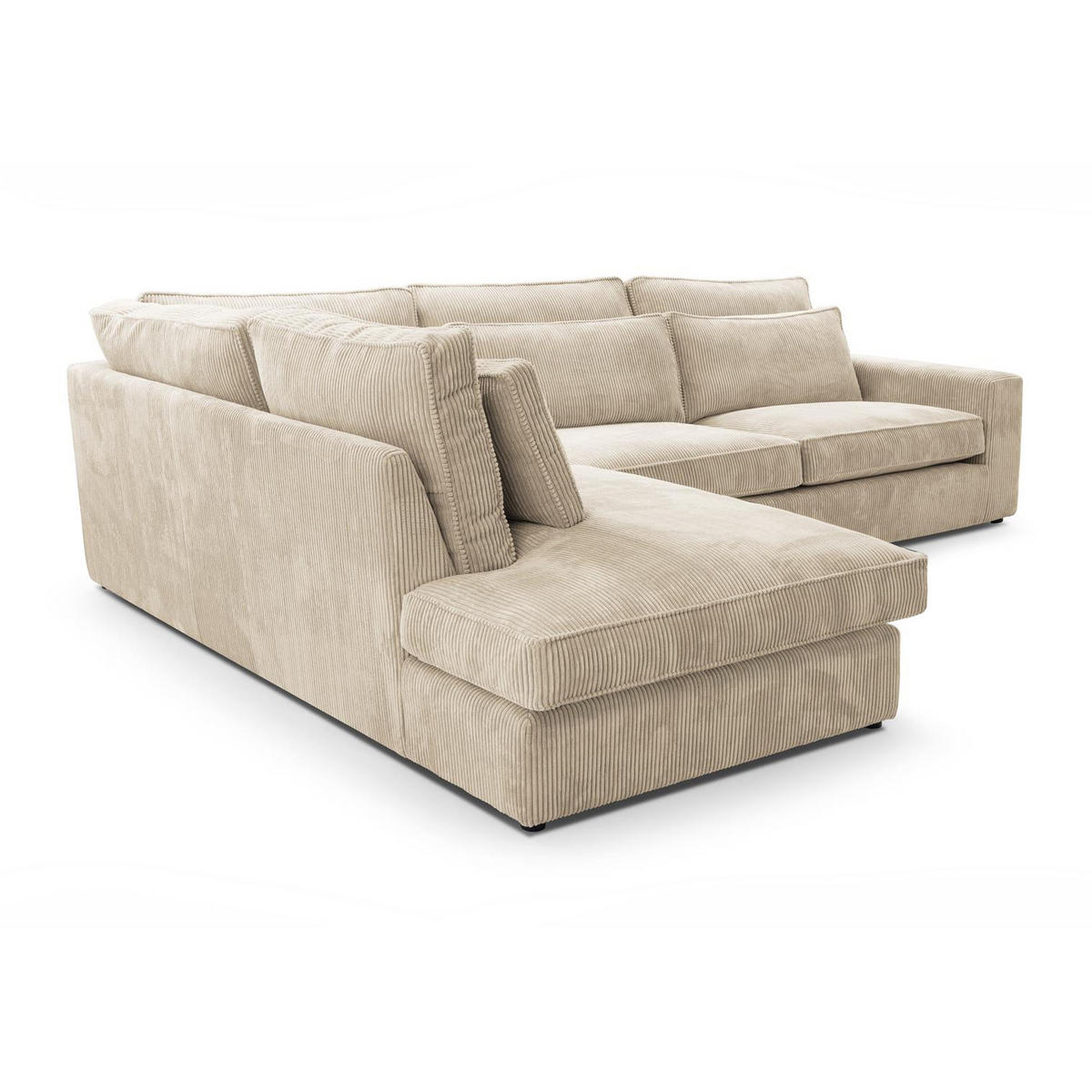 ECKSOFA Parma ohne Schlaffunktion, Cord-Stoff, Creme, Links - Beige/Schwarz, Textil (314/224cm) - Beautysofa