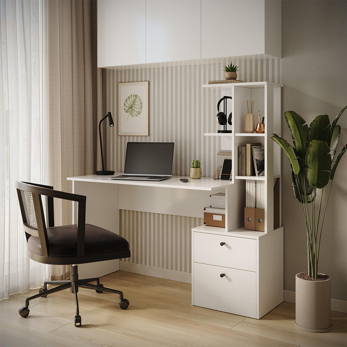 SCHREIBTISCH Denton Weiß 136 x 55 cm - Weiß, Holzwerkstoff (55/136/138cm) - Vicco