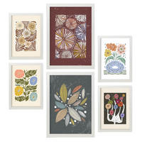 POSTER Set Mit 6 Drucken Von Blumen Im Ethnischen Drucke Sammlung Ästhetische Dekorative Rahmen Für Ihr Zuhause Wandkunstdruck A3 & A4 Weißer Rahmen - Weiß, Papier (29/3cm) - Nacnic