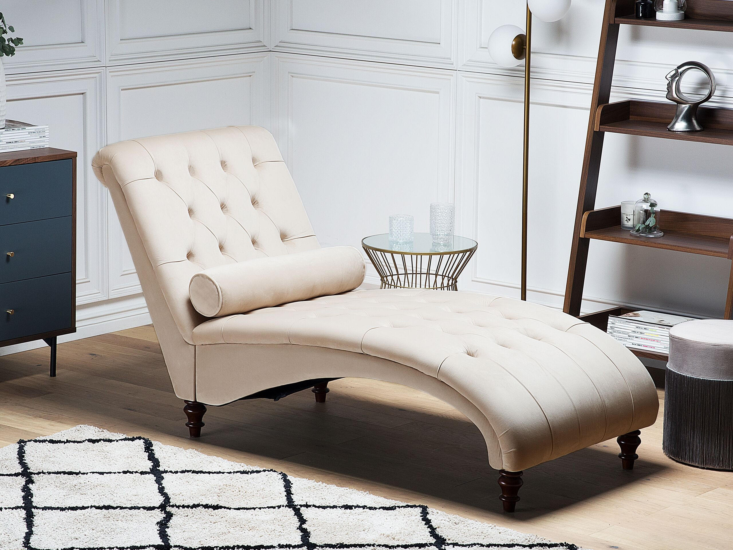 Thumbnail - Beliani Chaiselongue, Dunkelbraun, Beige, Textil, 163x87x72 cm, Wohnzimmer, Sessel, Relaxliegen