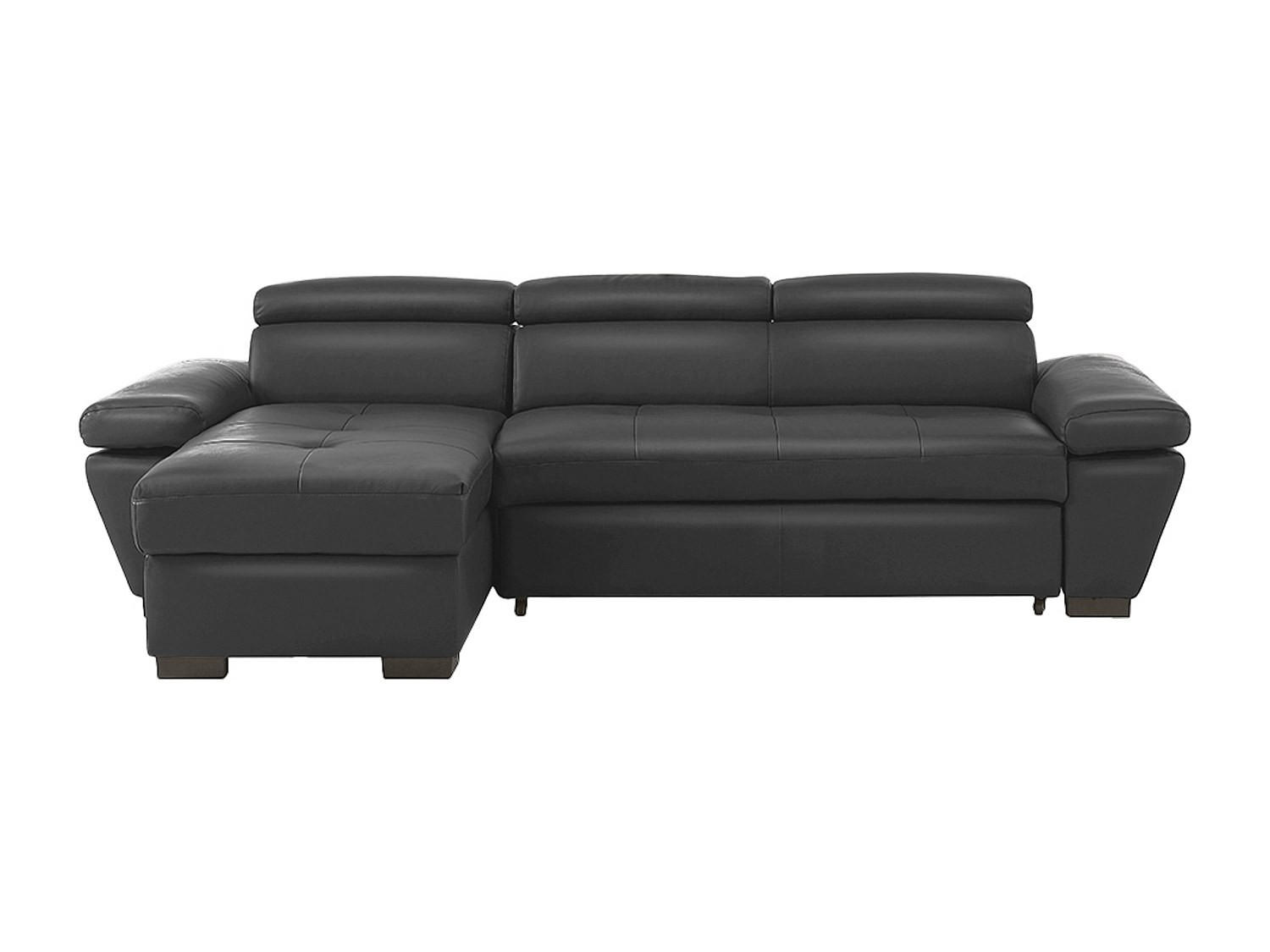 SCHLAFSOFA - 4 Personen - Leder - Anthrazitgrau - - Anthrazit, Leder (256/83/154cm) - Vente-Unique