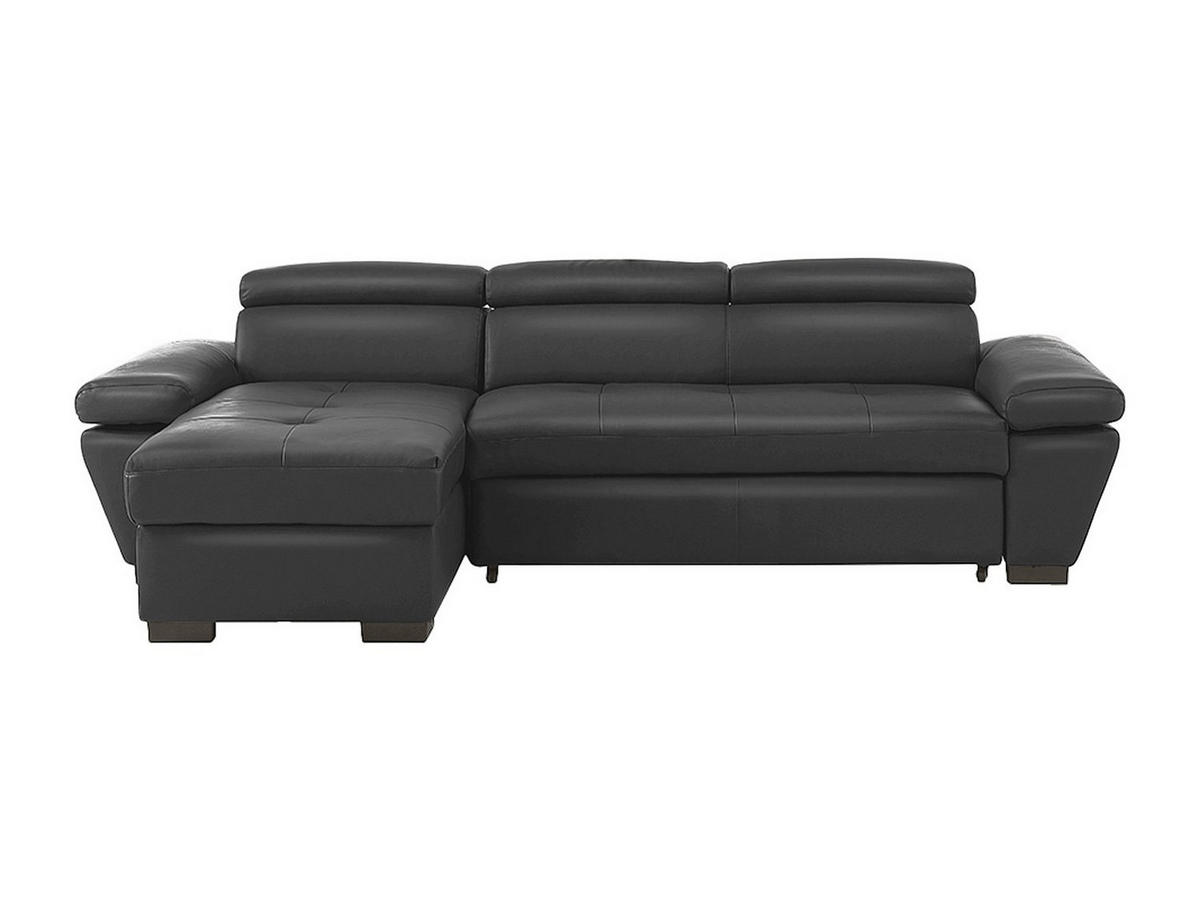 ECKSOFA mit Schlaffunktion - Leder - Ecke Links - Anthrazit - JONOVA - Anthrazit, Leder (256/154cm) - Vente-Unique