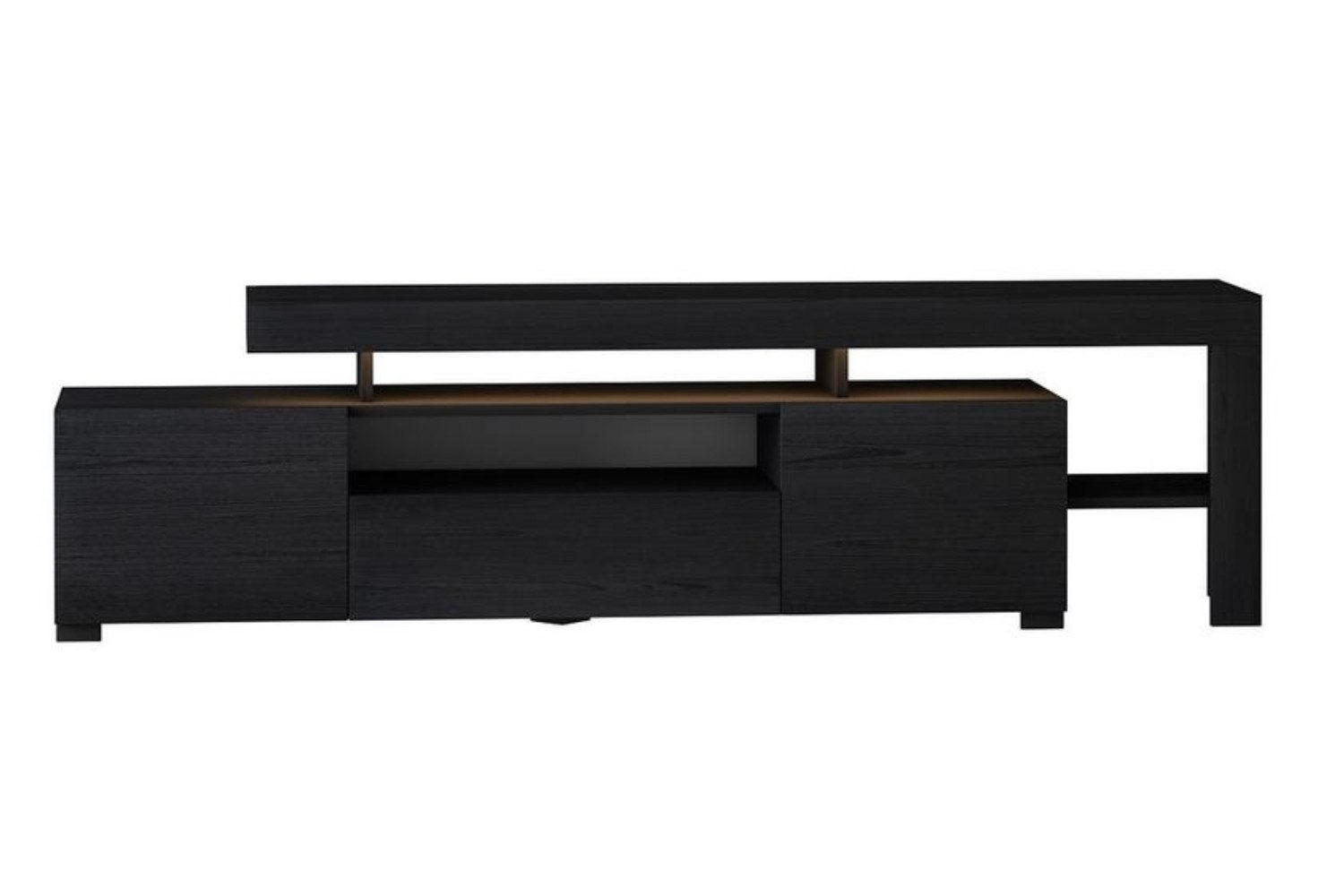 TV-LOWBOARD 192 x53x37cm Schwarz mit LED-Beleuchtung - Schwarz, Holzwerkstoff (192/53/37cm) - Ibonto