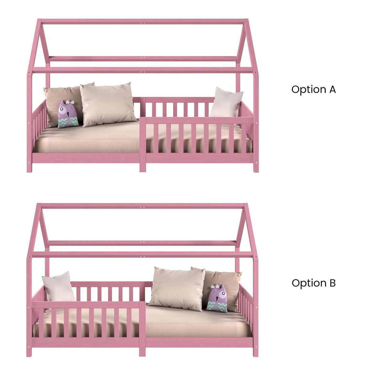 HAUSBETT NINA 90x190 cm rosa - Rosa, Holz (90/190cm) - IDIMEX