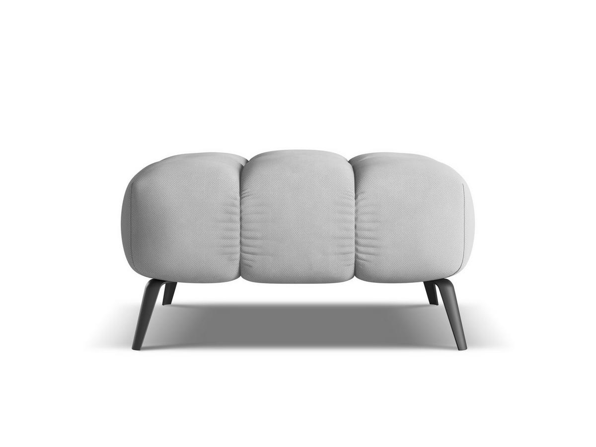 POUF Chenille Stoff Grau - Hellgrau/Schwarz, Textil/Metall (78/41/60cm) - Makamii