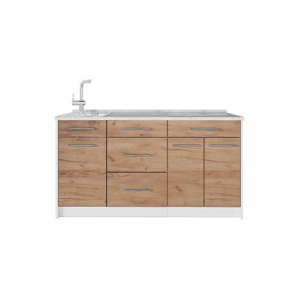 Vicco KUCHYŇSKÝ BLOK Fame-Line, Zlatý mocný dub/Bílá, 150 cm, PD Mramor