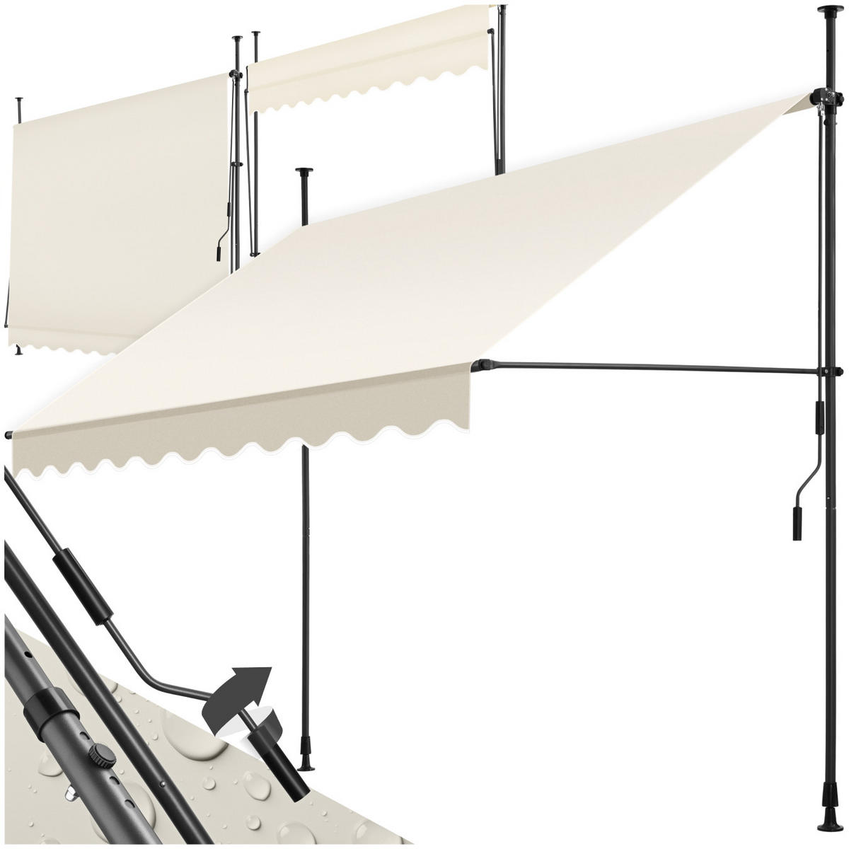 KLEMMMARKISE ,einfache Montage,beige - Beige, Kunststoff (250/304/180cm) - tectake