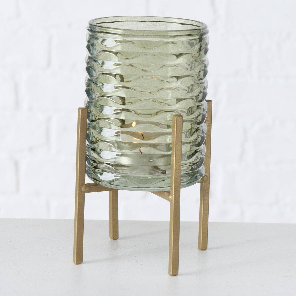 TEELICHTHALTER Bolito Ø 8 cm - Grün, Glas (16cm) - Boltze Home