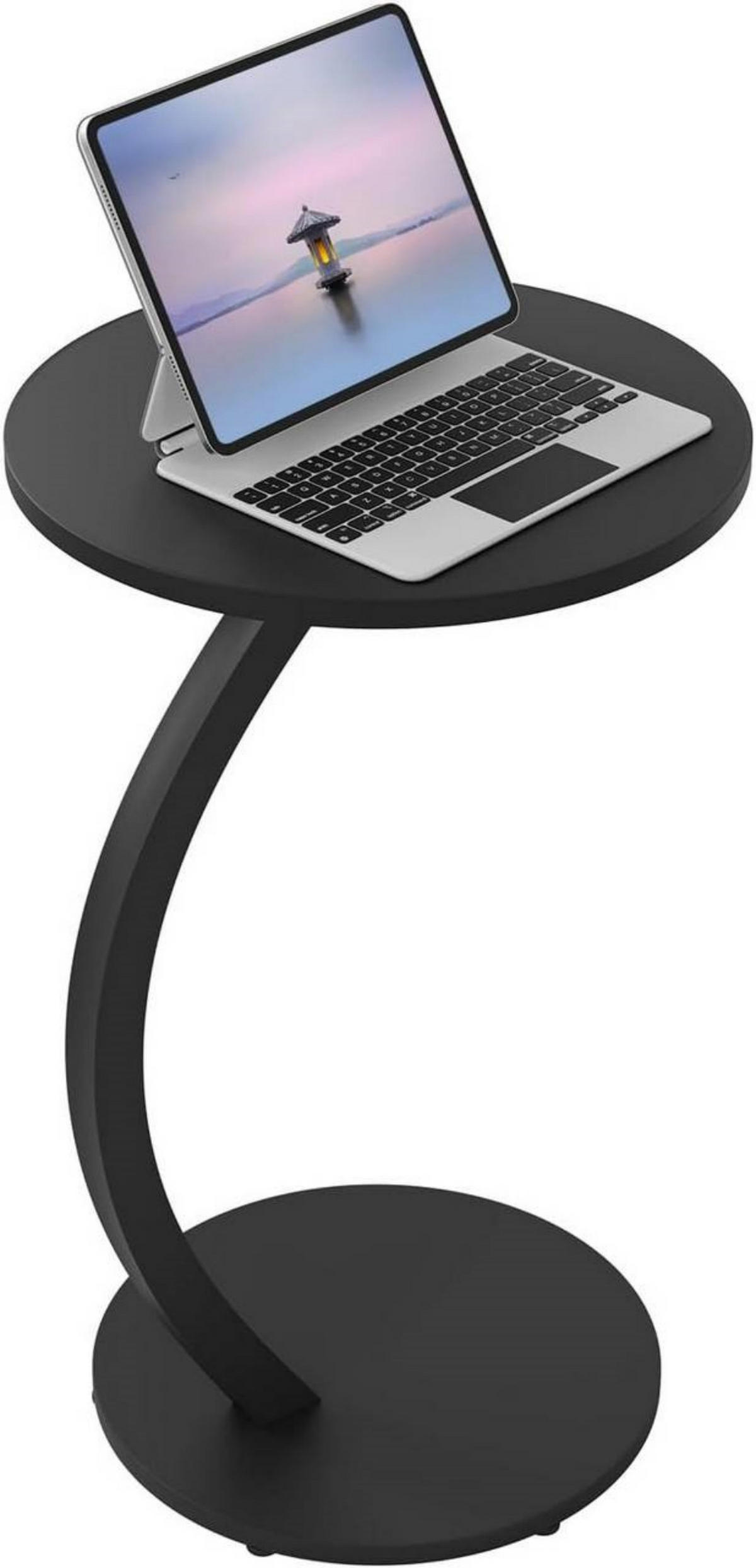 BEISTELLTISCH C Form, φ40xH65 cm, Schwarz - Schwarz, Holzwerkstoff/Metall (40/40/65cm) - Woltu